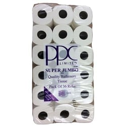 PPC Super Jumbo White Quality Toilet Paper 36 Roll